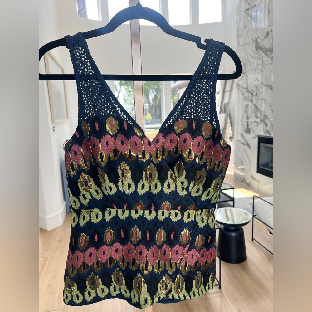 Anthropologie Yana Jacquard Peplum Top by HD in Paris – Size 0